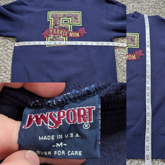 ✨3/$15 Vintage JanSport Blue Ferris University Mom Sweatshirt M - Picture 9 of 9